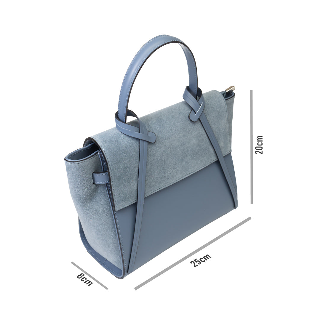 Damenhandtasche aus hellblauem Naturveloursleder Erika