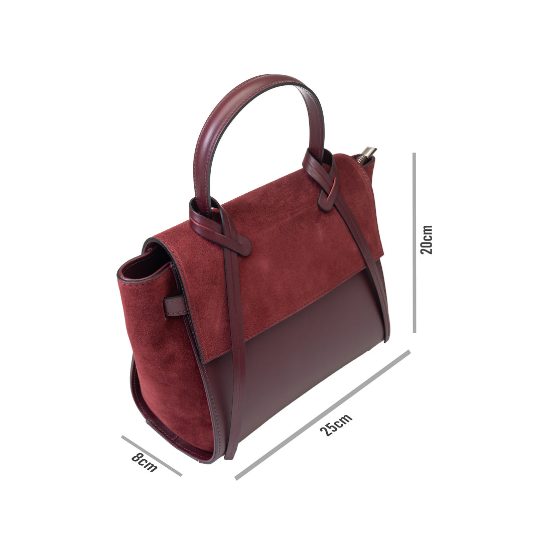 Damenhandtasche aus burgunderrotem Wildleder Erika