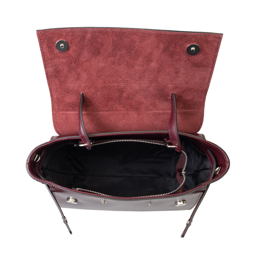 Damenhandtasche aus burgunderrotem Wildleder Erika