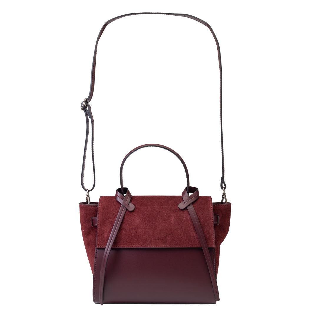 Damenhandtasche aus burgunderrotem Wildleder Erika