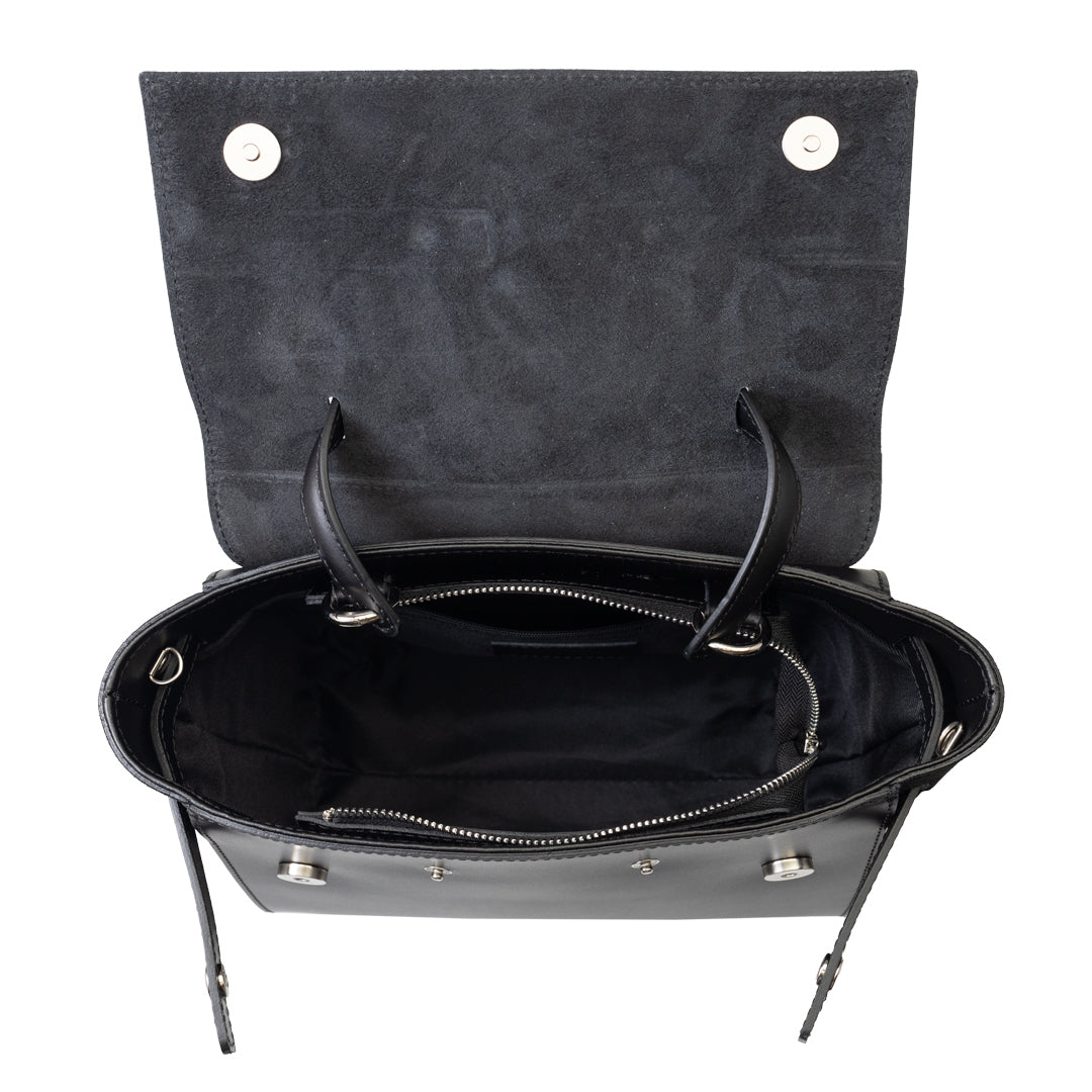Damenhandtasche aus schwarzem Naturwildleder Erika