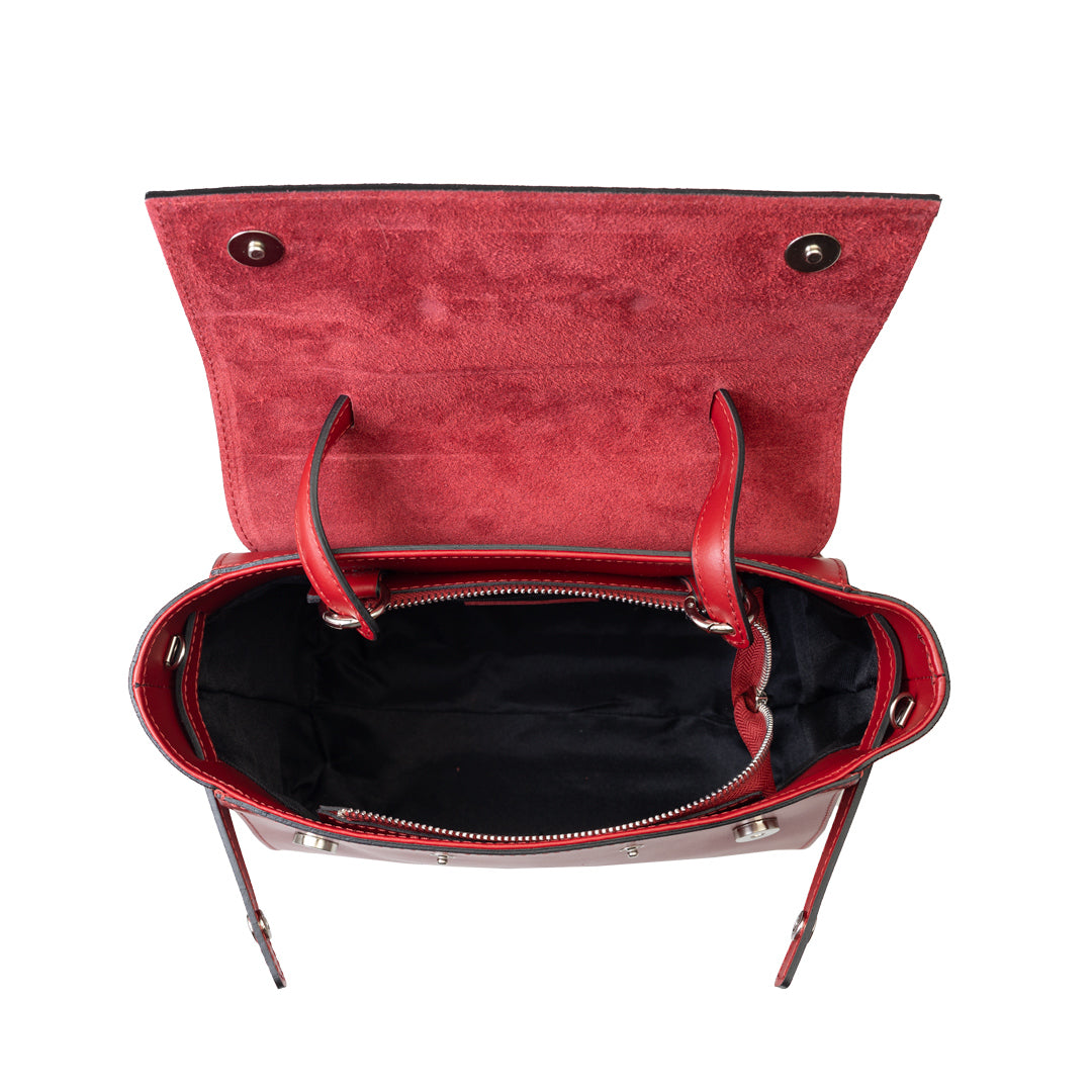 Sac à main pour femme en cuir suédé naturel rouge Erika
