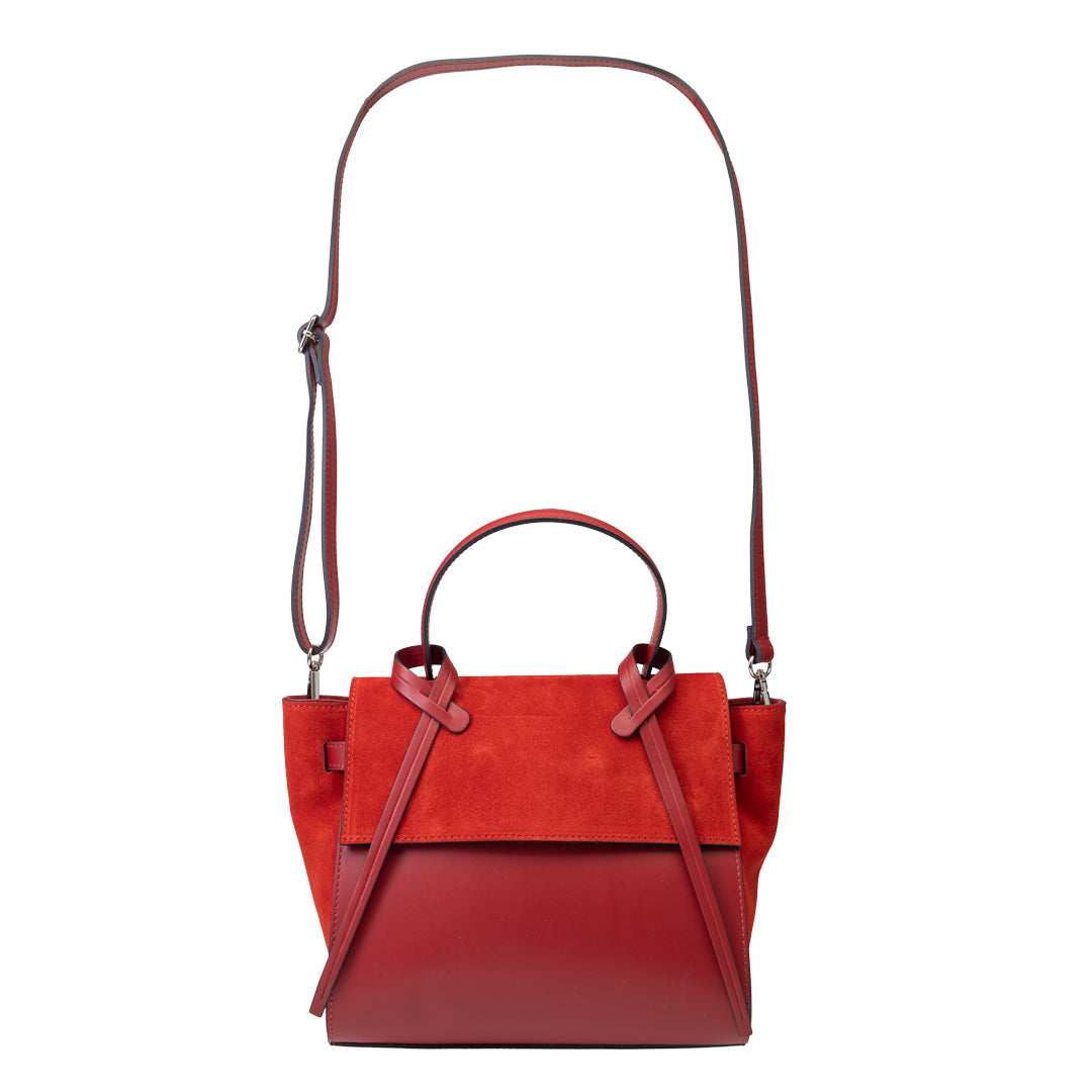 Sac à main pour femme en cuir suédé naturel rouge Erika