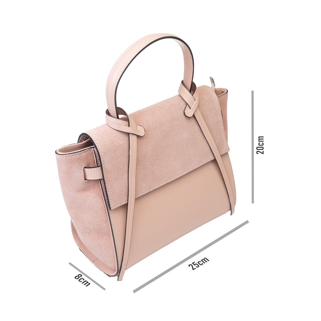 Damenhandtasche aus naturrosa Wildleder Erika