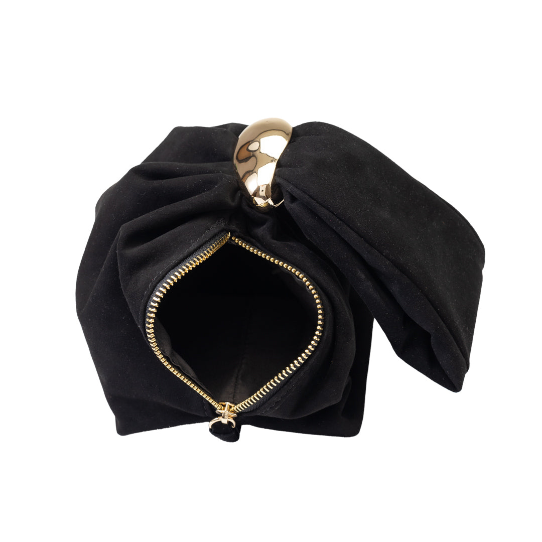 Damenhandtasche aus echtem Wildleder, Schwarz Eliza