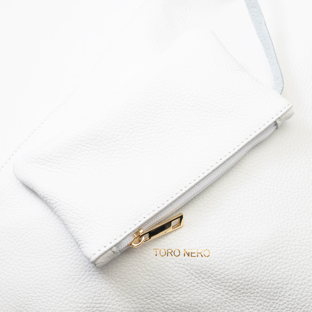 Damenhandtasche aus weißem Echtleder Camelia
