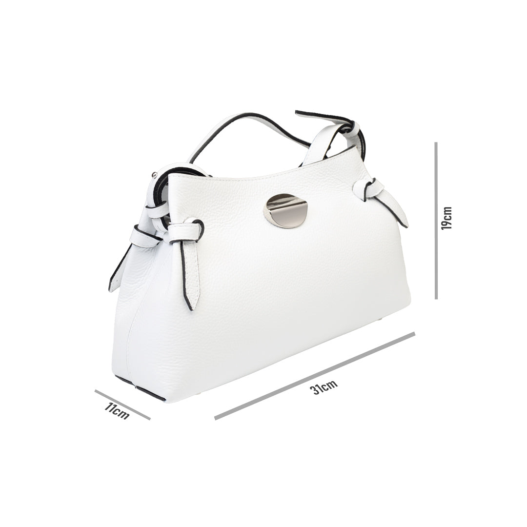 Damenhandtasche aus echtem Leder Weiß Tania