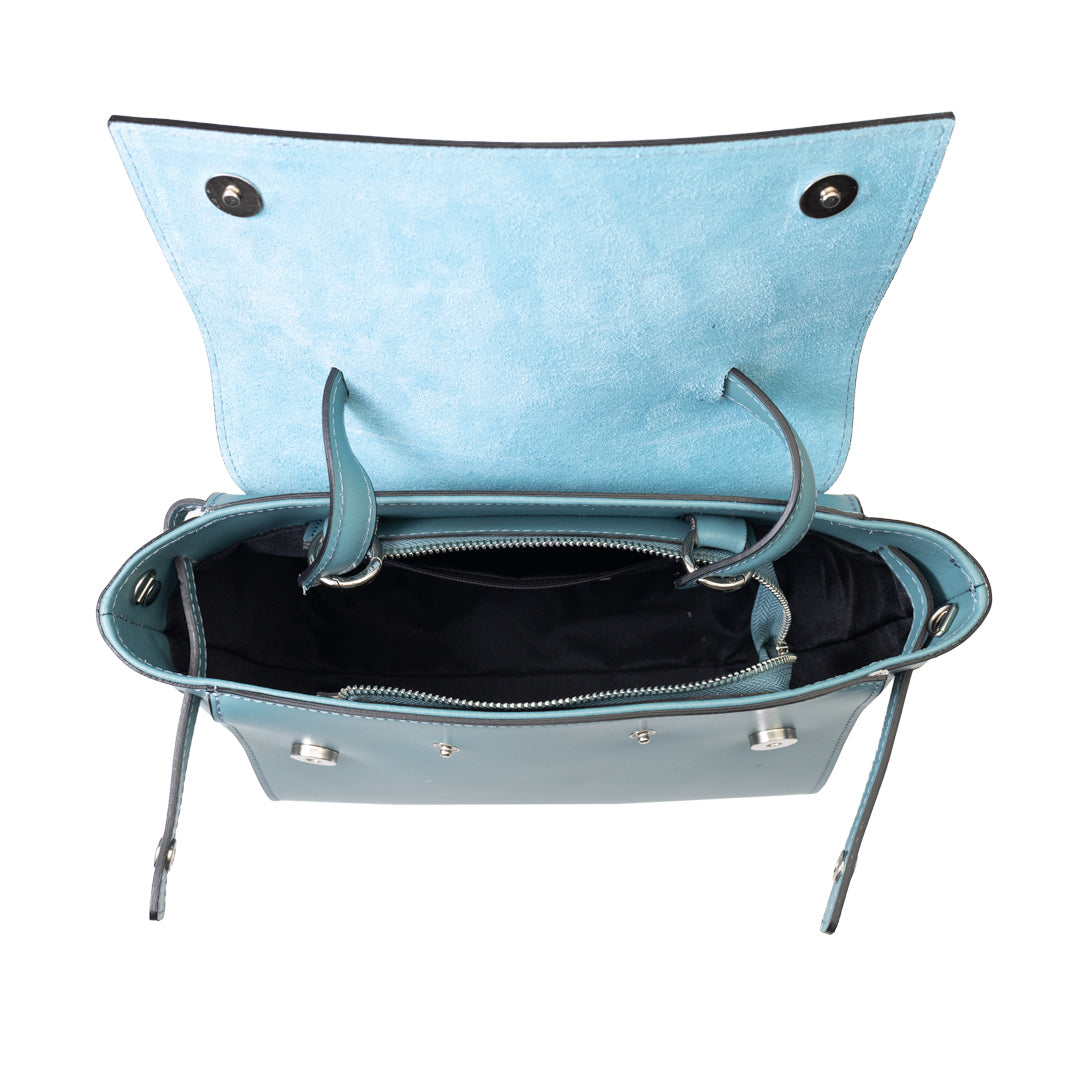 Sac à main femme en cuir véritable bleu Erika