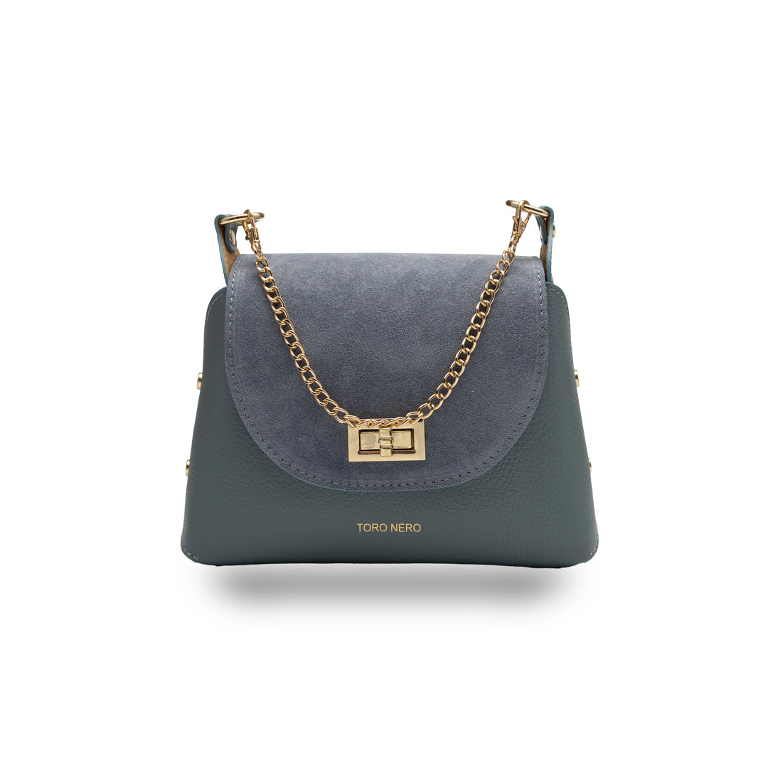Damenhandtasche aus Naturwildleder, hellblau Raisa
