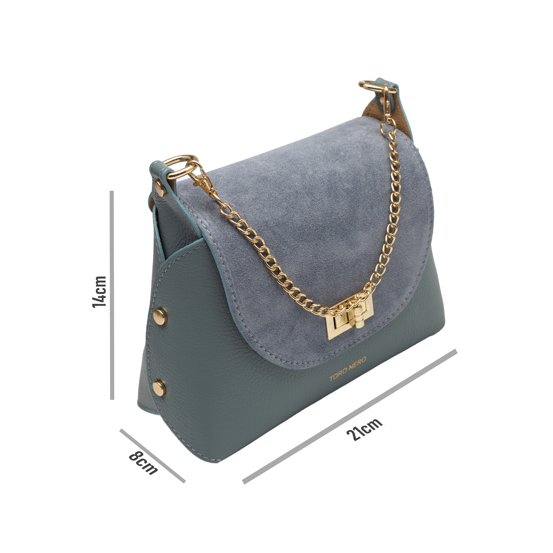 Damenhandtasche aus Naturwildleder, hellblau Raisa