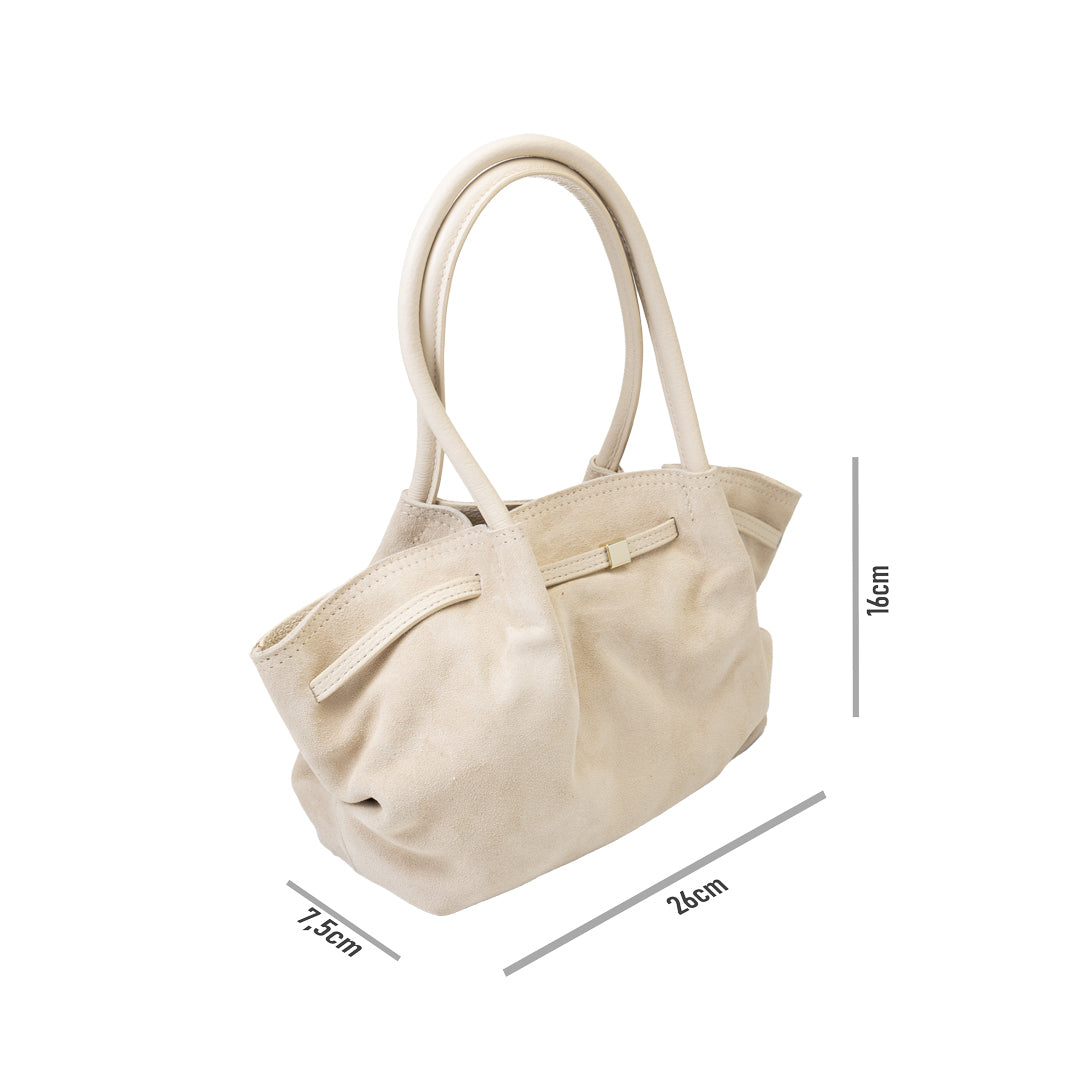 Damenhandtasche aus beigem Echtleder Elena