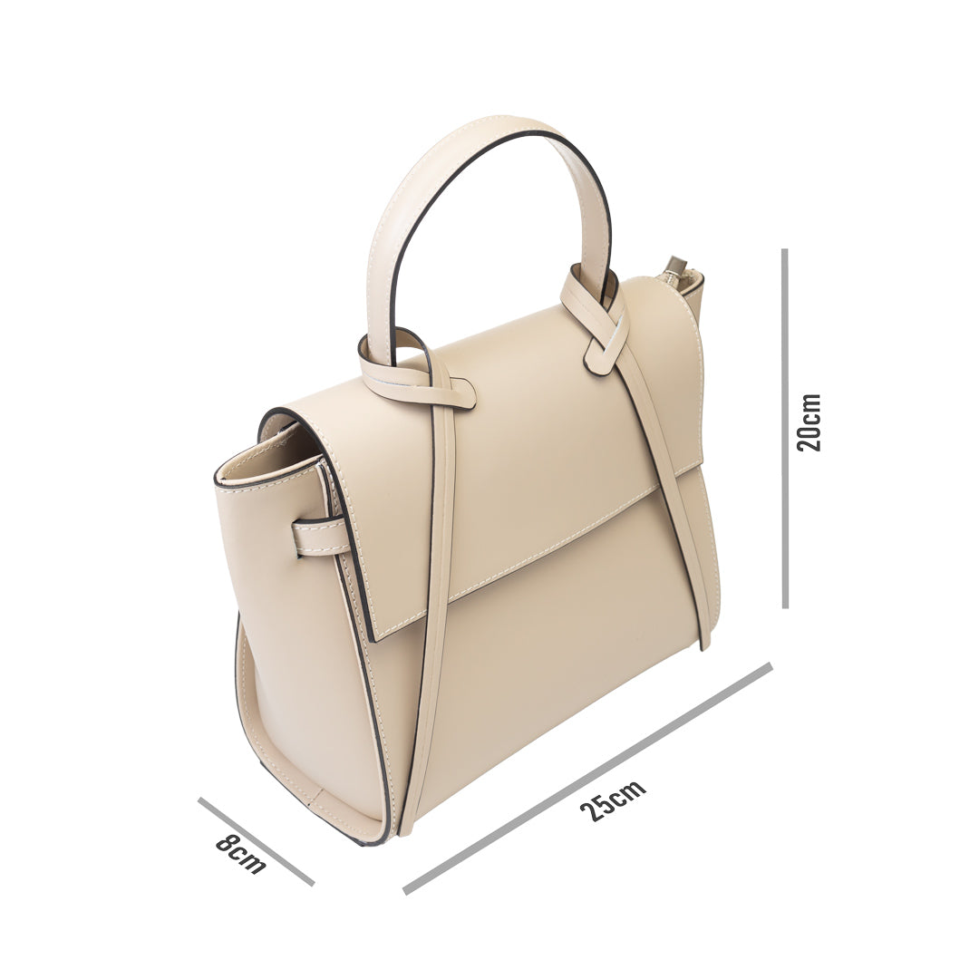 Damenhandtasche aus beigem Echtleder Erika