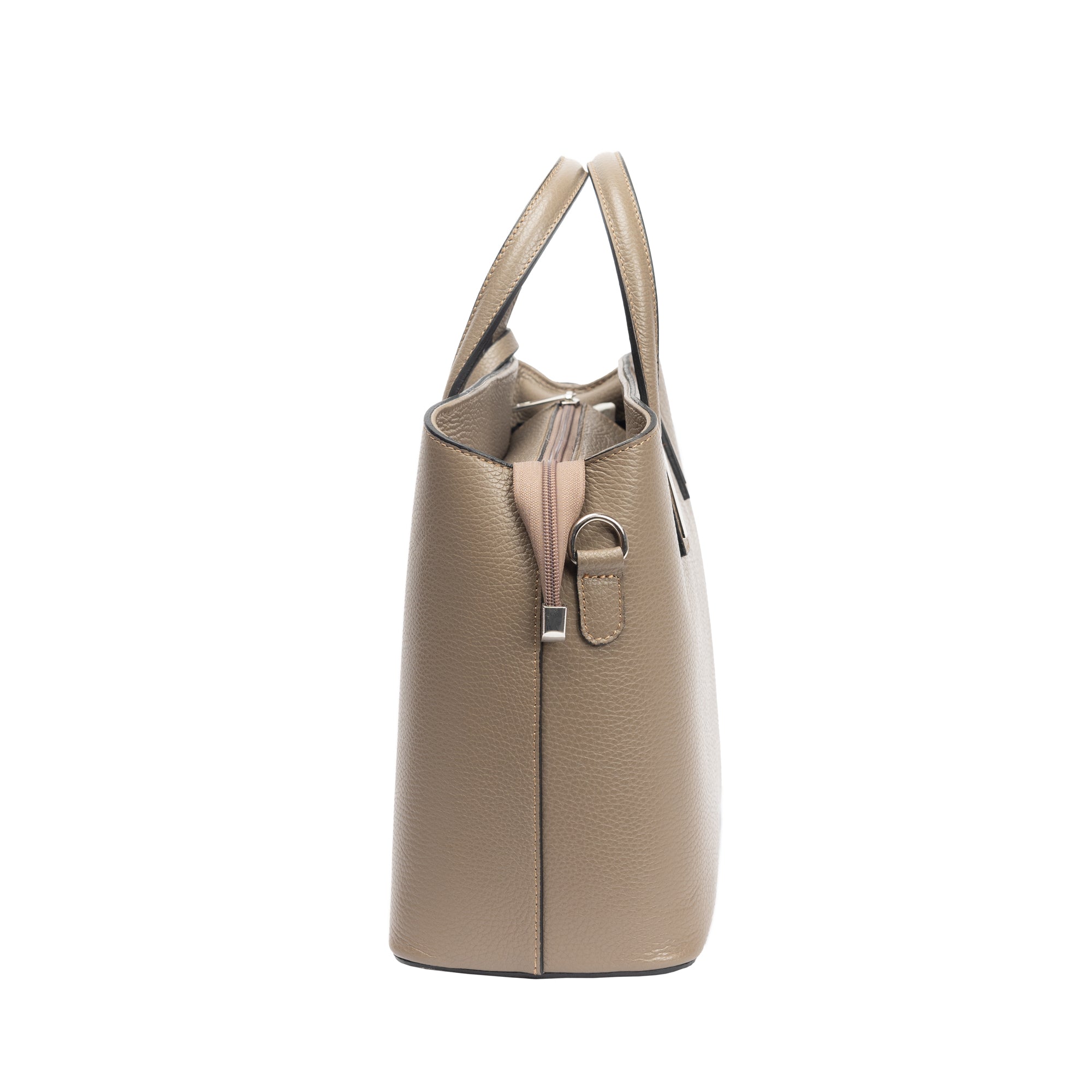 Damenhandtasche aus beigem Echtleder Mara