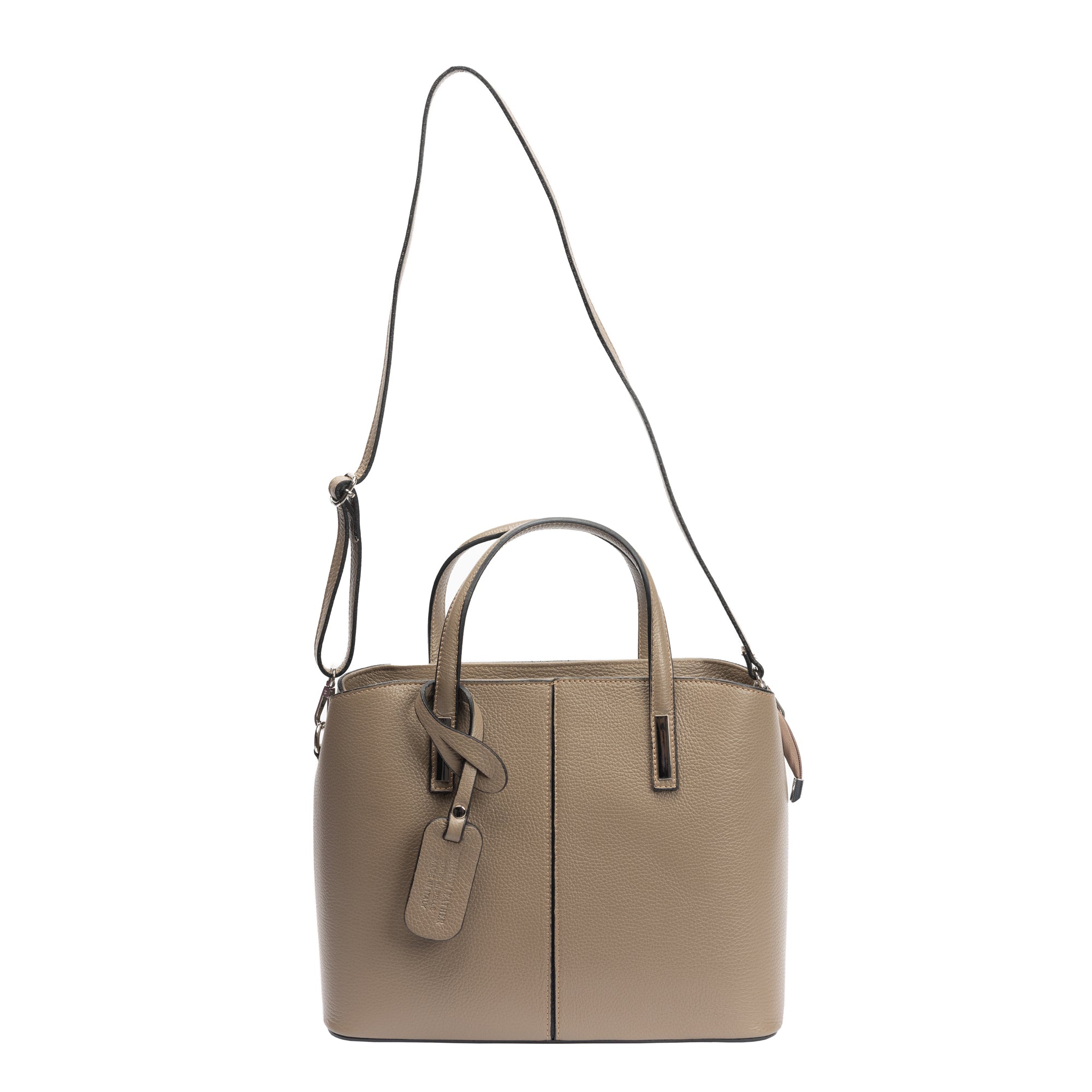 Damenhandtasche aus beigem Echtleder Mara
