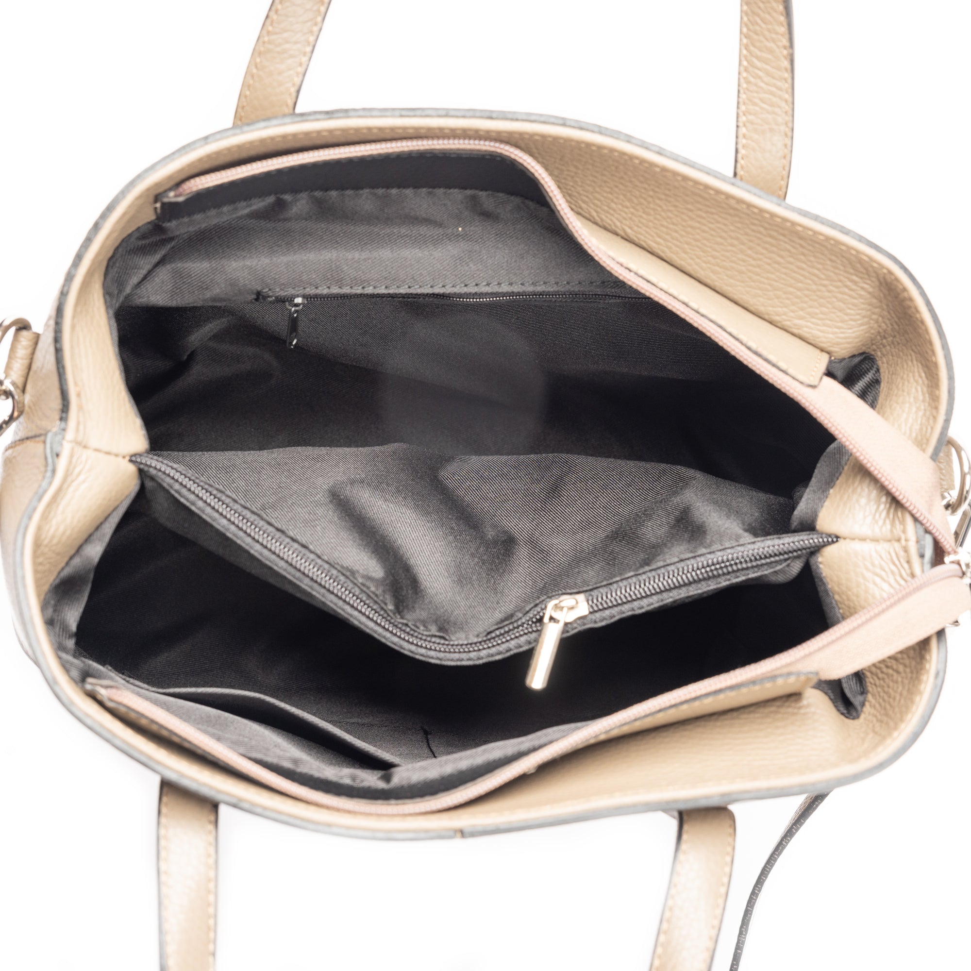 Damenhandtasche aus beigem Echtleder Mara