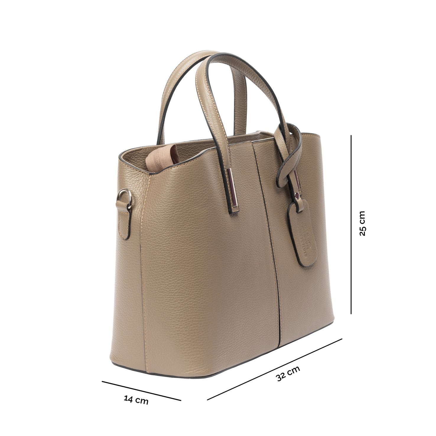 Damenhandtasche aus beigem Echtleder Mara