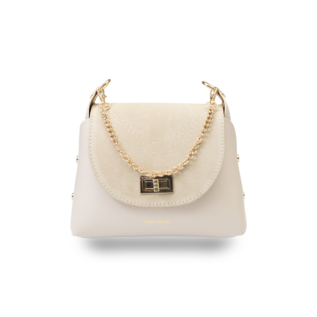 Damenhandtasche aus echtem Wildleder, Beige Raisa
