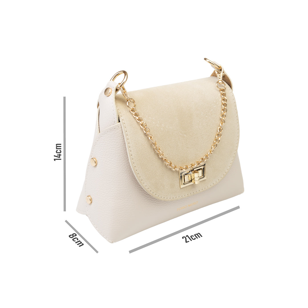 Damenhandtasche aus echtem Wildleder, Beige Raisa