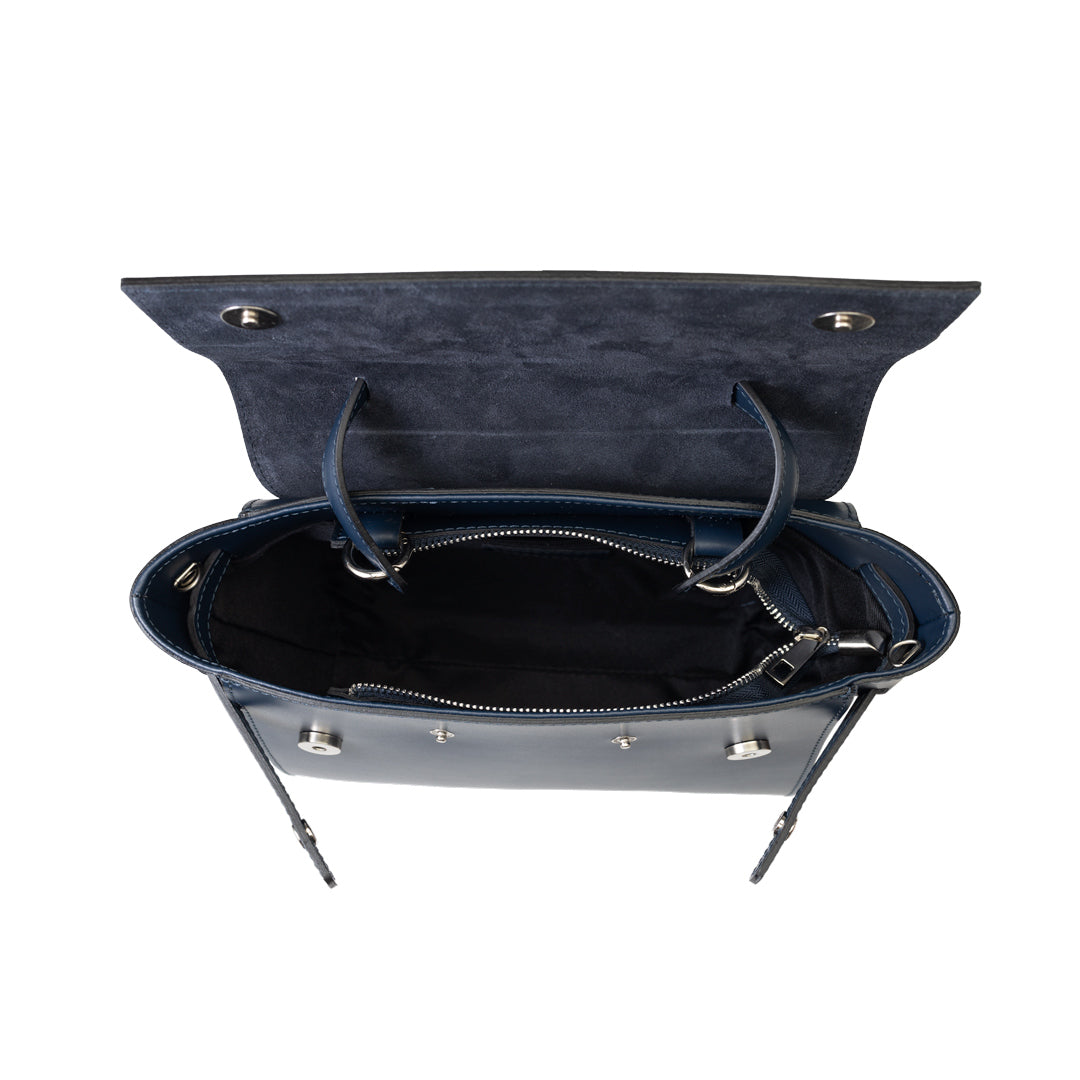 Damenhandtasche aus echtem Leder Erika, Marineblau