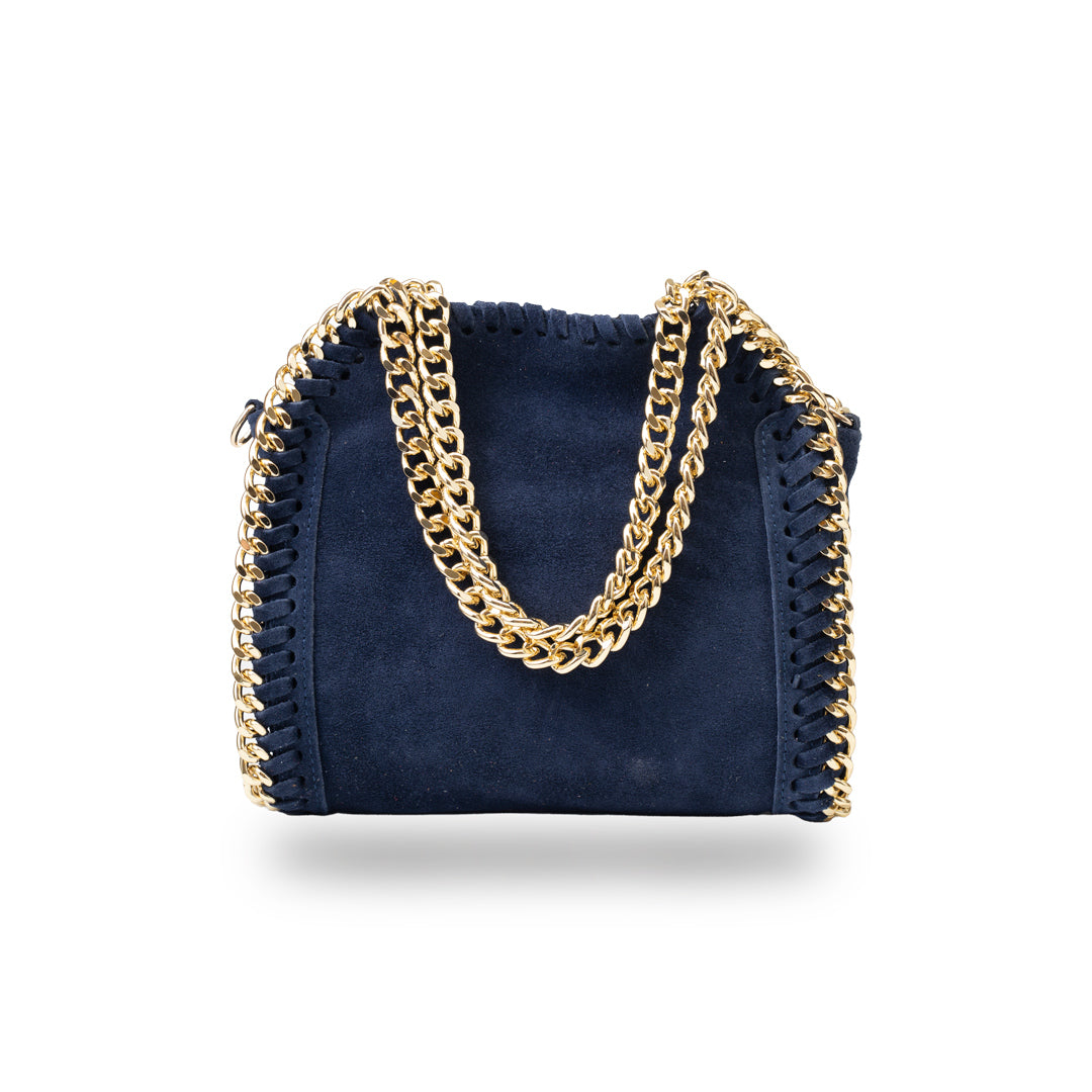 Damenhandtasche aus echtem Leder in Marineblau Ilona