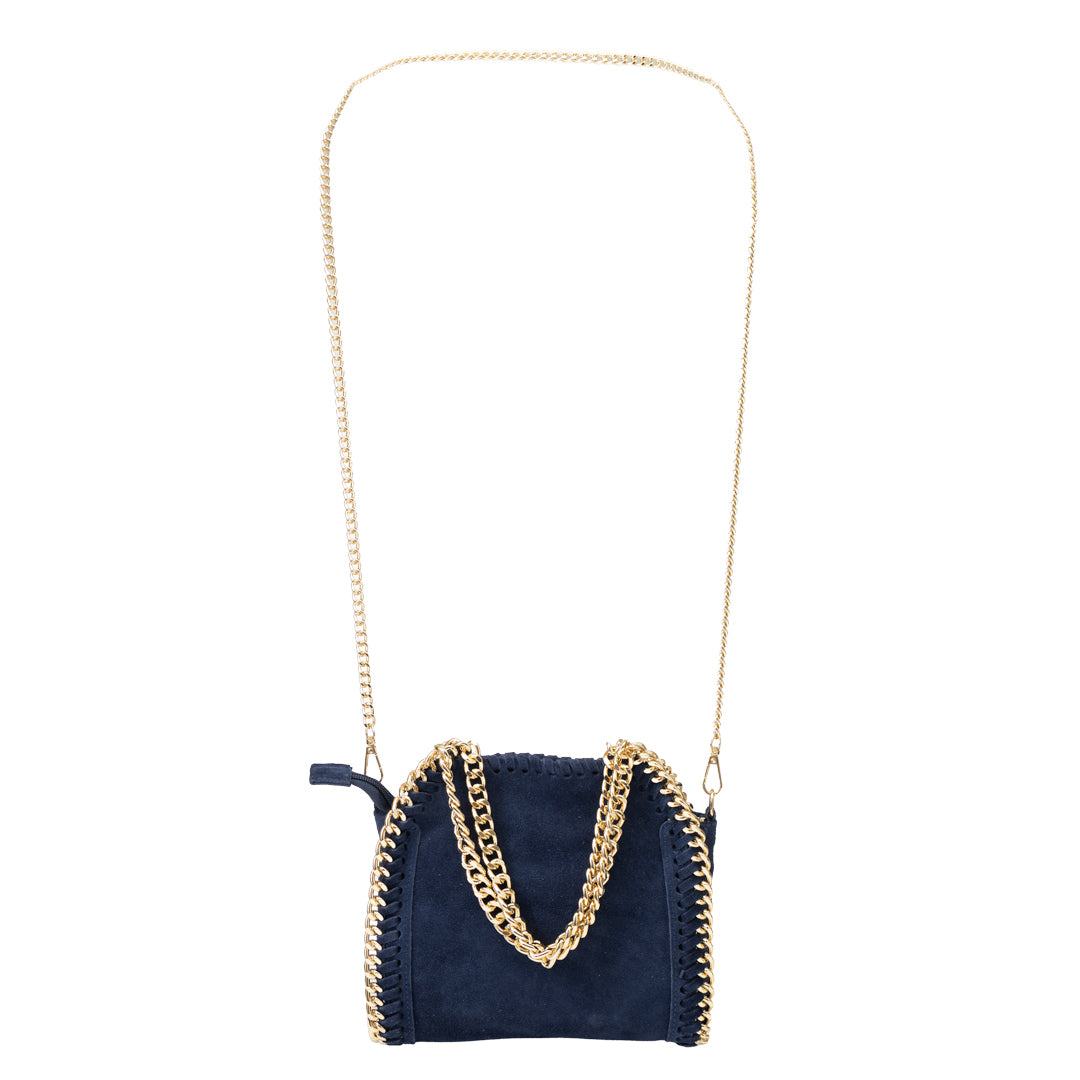 Damenhandtasche aus echtem Leder in Marineblau Ilona