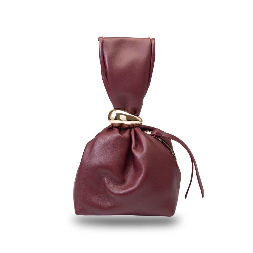 Damenhandtasche aus echtem bordeauxrotem Leder Eliza
