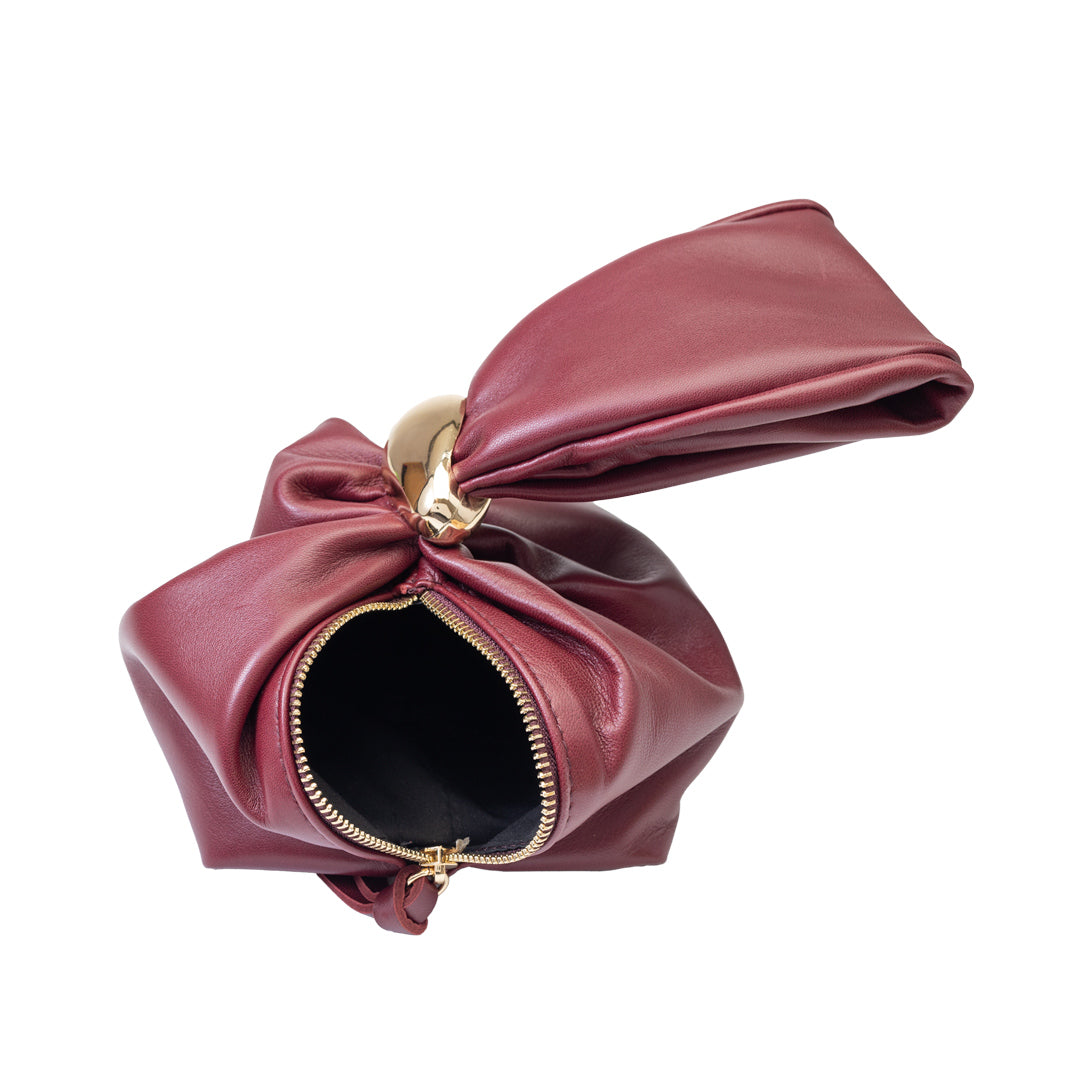Damenhandtasche aus echtem bordeauxrotem Leder Eliza