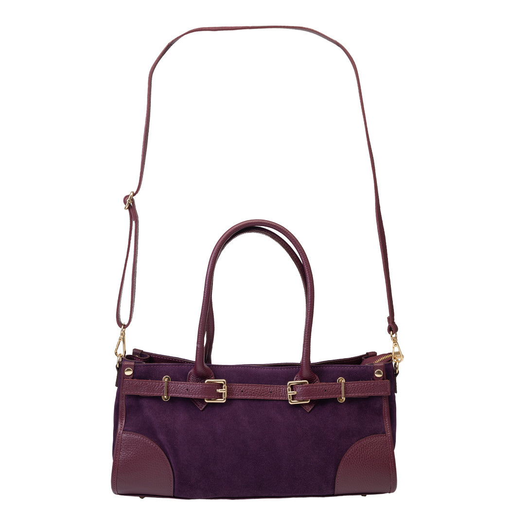 Damenhandtasche aus echtem bordeauxrotem Leder Evelin