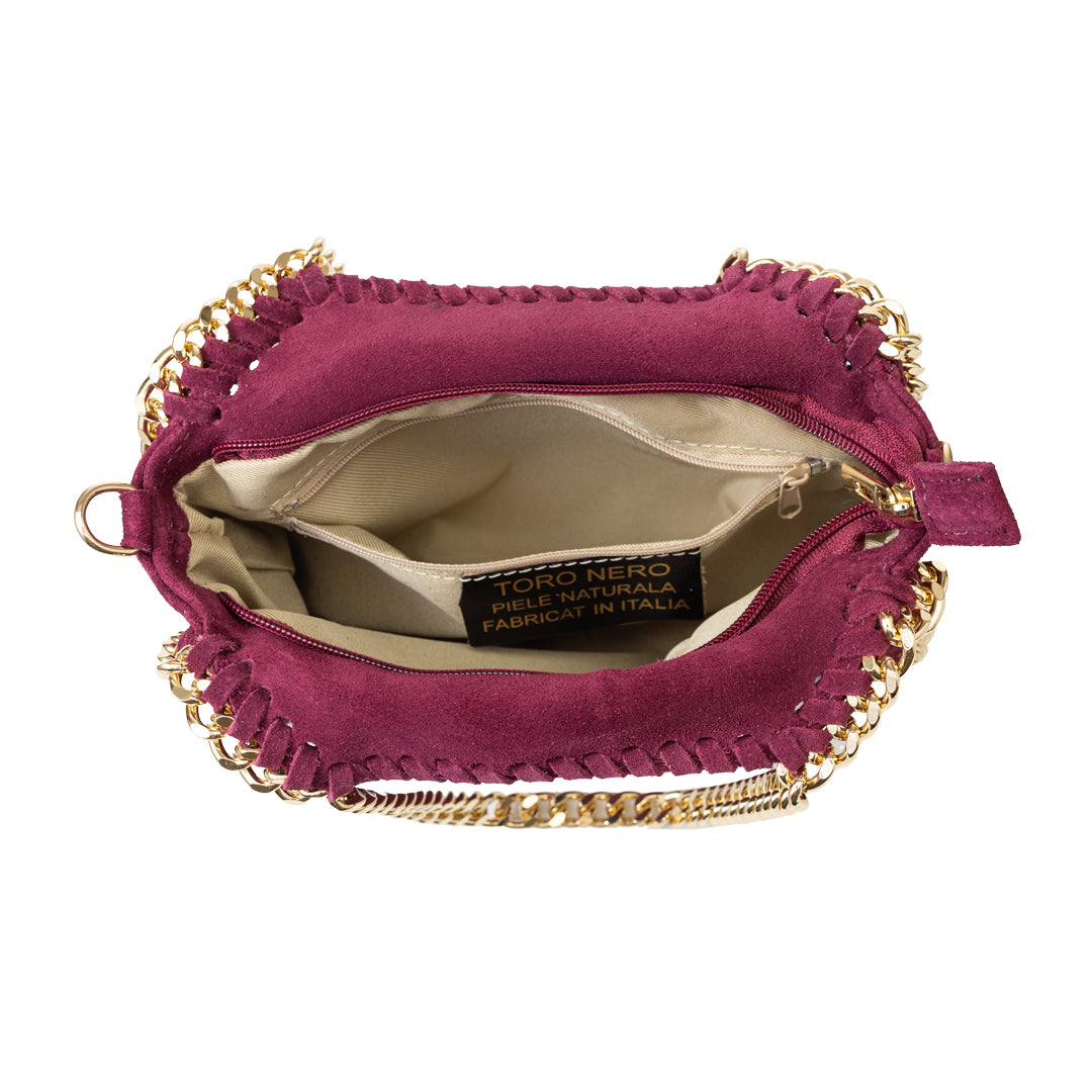 Damenhandtasche aus echtem bordeauxrotem Leder Ilona
