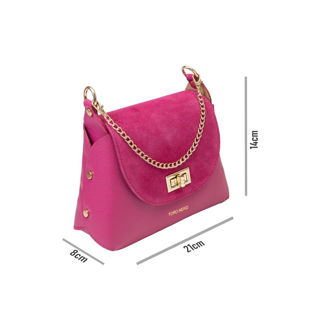 Damenhandtasche aus echtem Wildleder, fuchsia Raisa