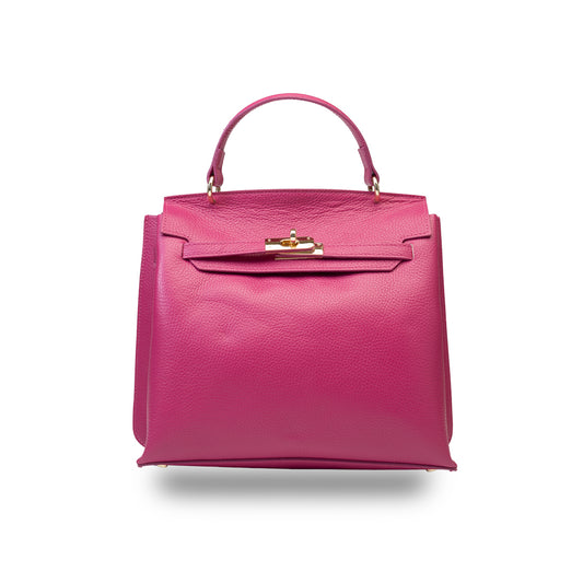 Fuchsiafarbene Damenhandtasche aus echtem Leder Raluca