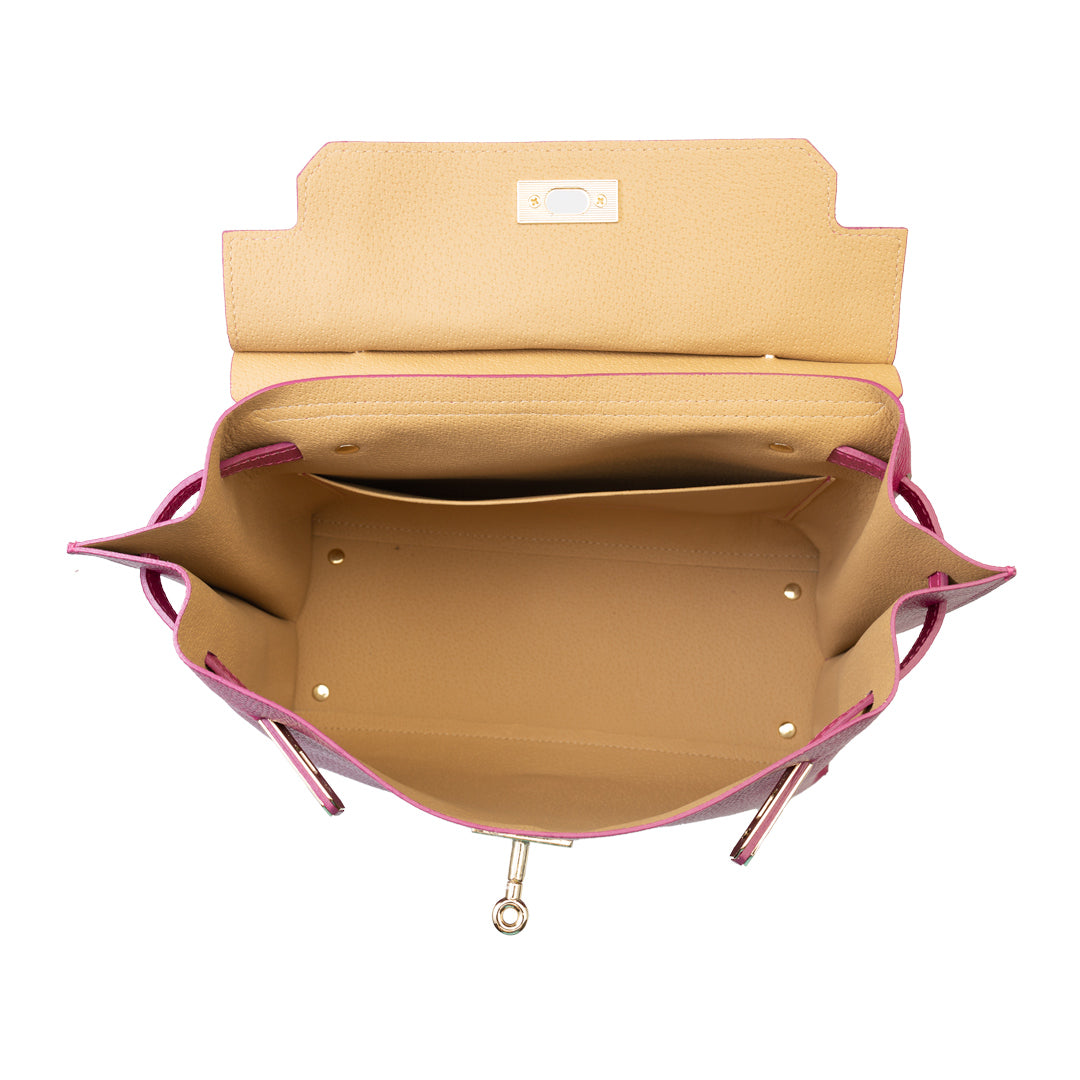 Fuchsiafarbene Damenhandtasche aus echtem Leder Raluca