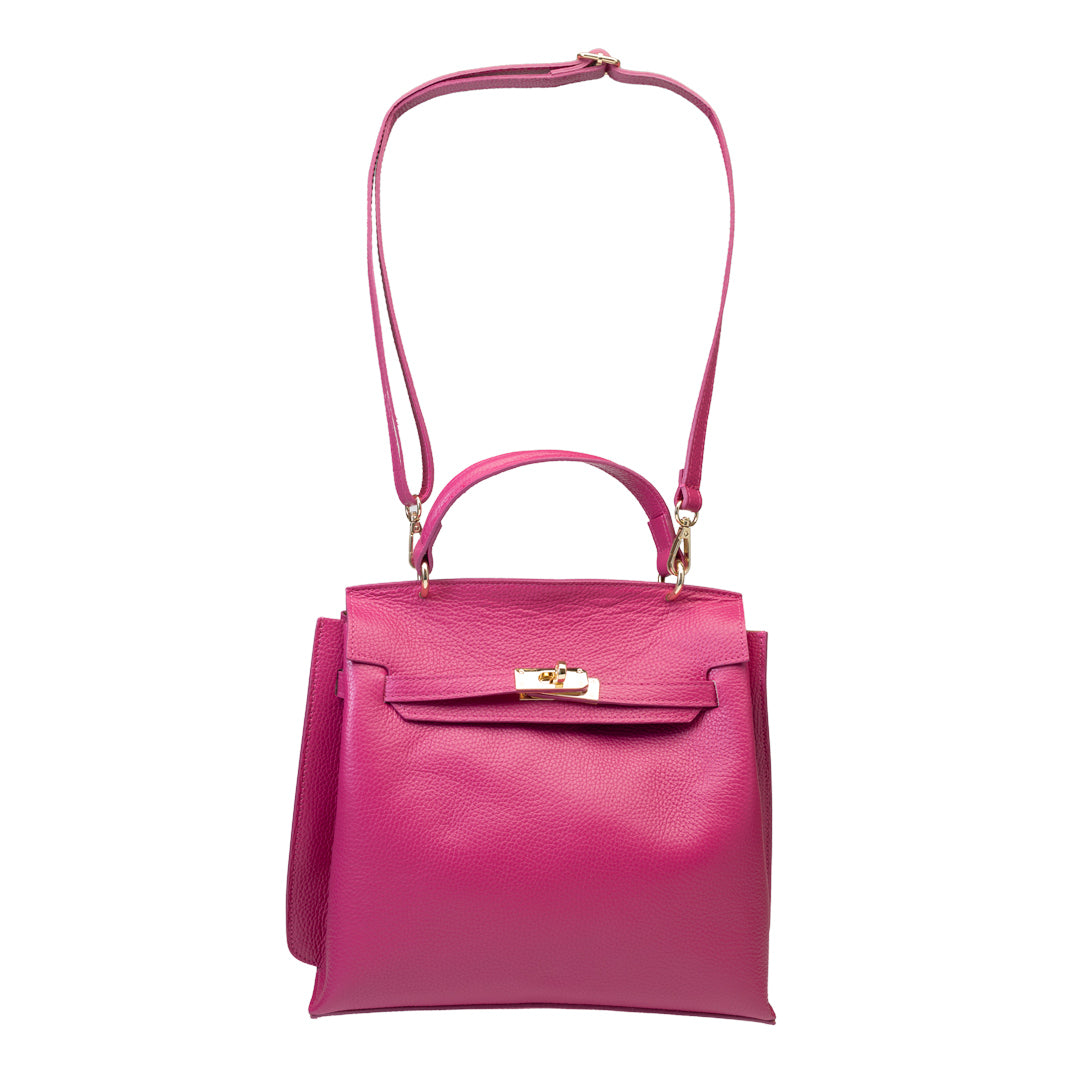 Fuchsiafarbene Damenhandtasche aus echtem Leder Raluca