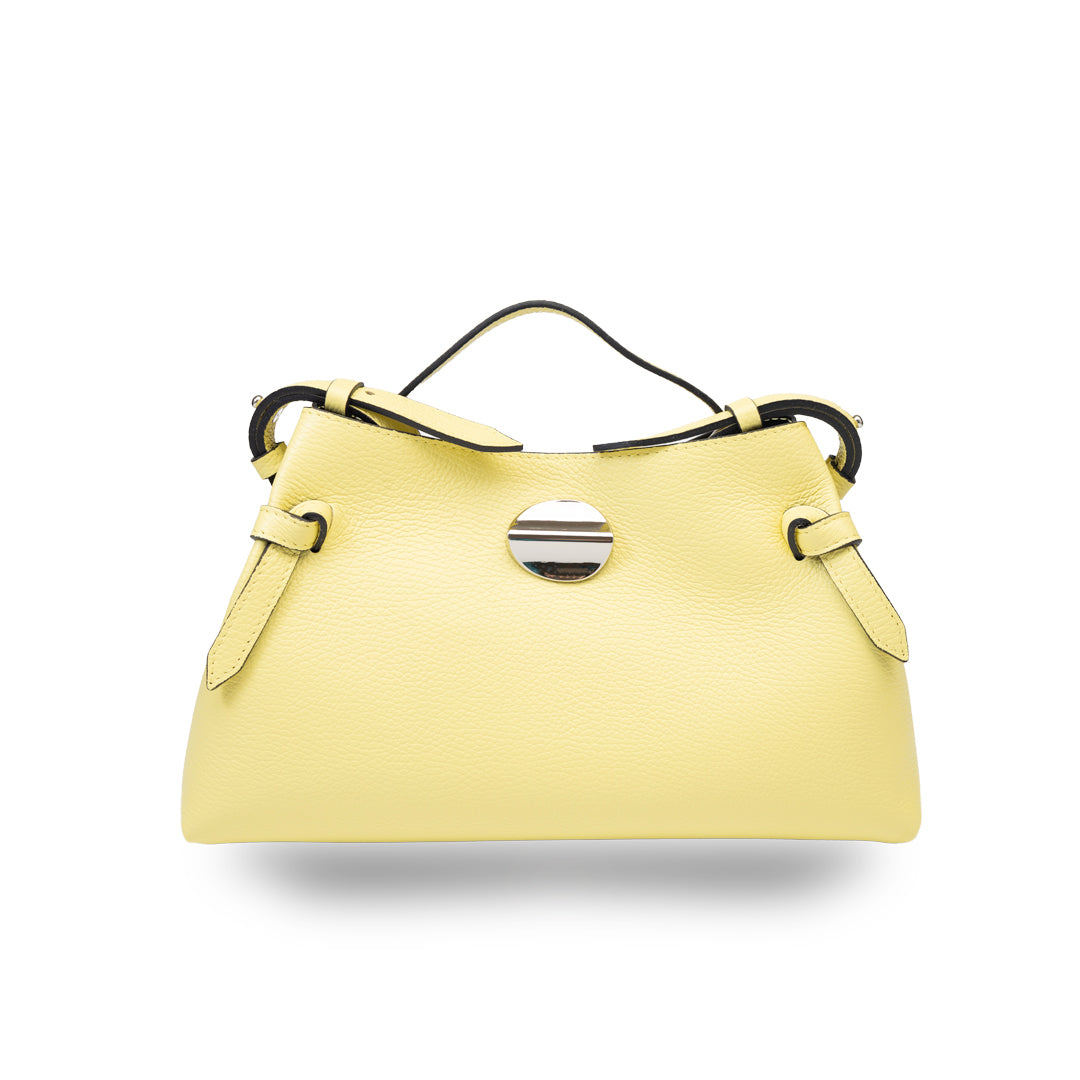 Damenhandtasche aus echtem Leder in Zitronengelb Tania