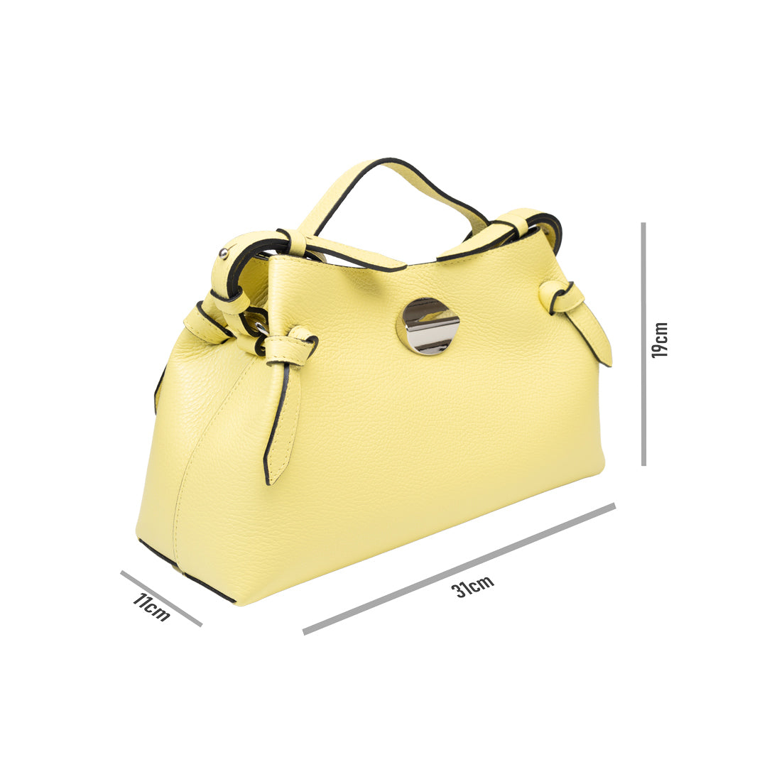 Damenhandtasche aus echtem Leder in Zitronengelb Tania