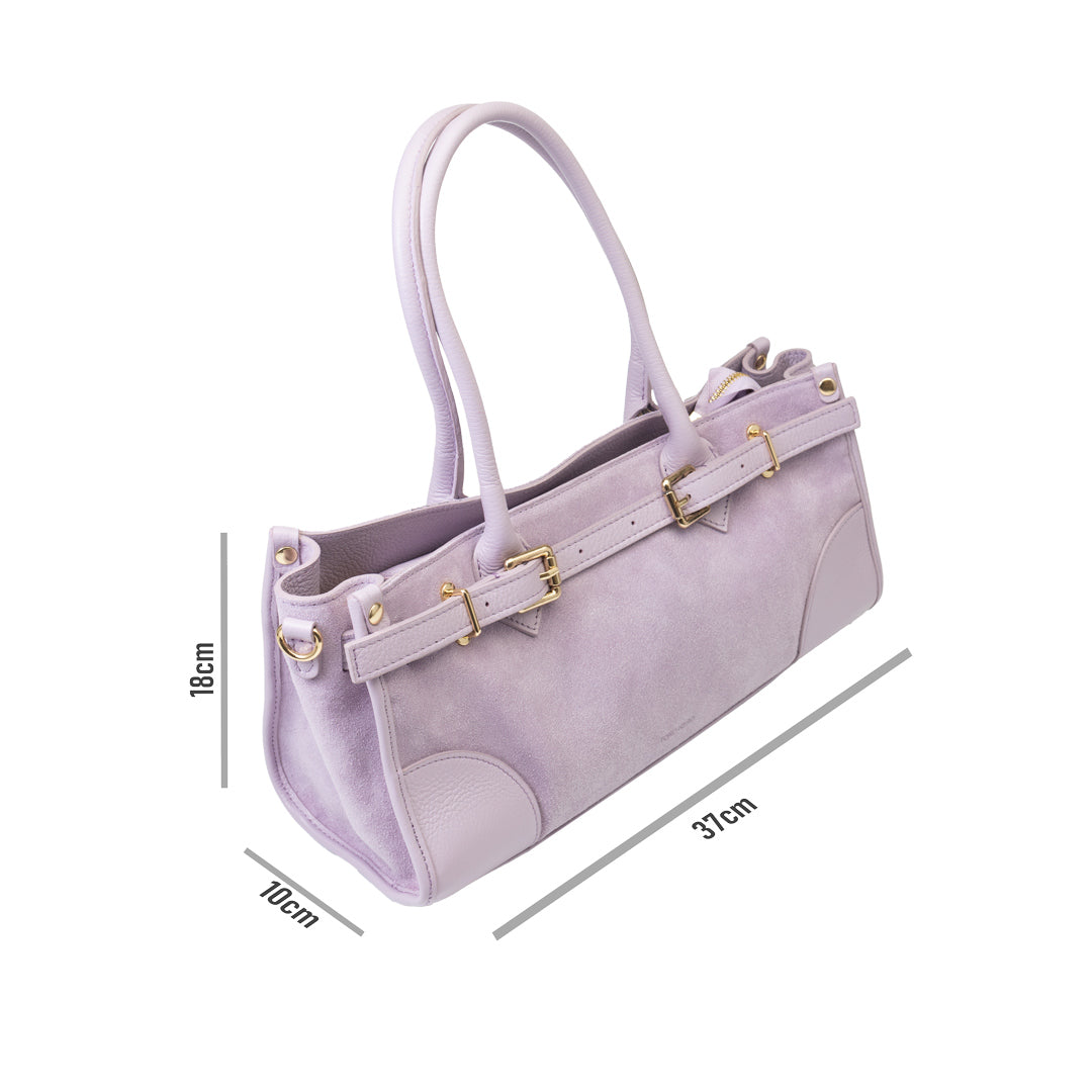 Damenhandtasche aus echtem Leder Flieder Evelin