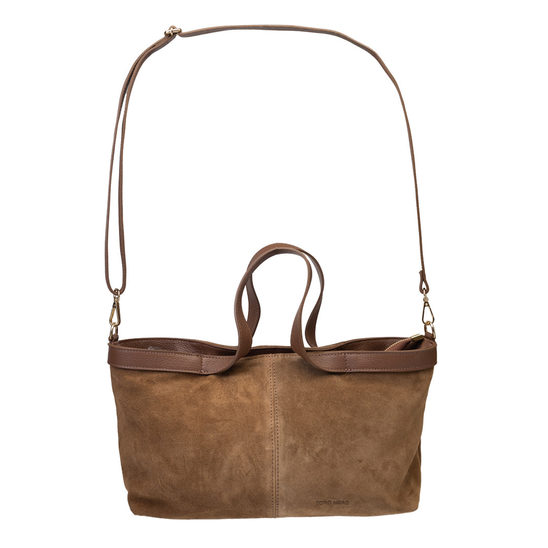 Damenhandtasche aus braunem Wildleder Bianca