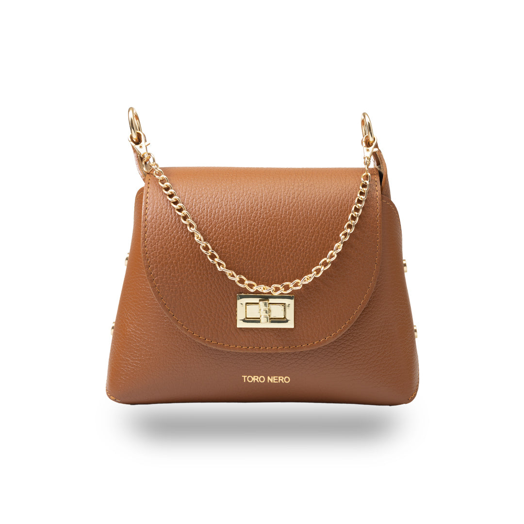 Damenhandtasche aus braunem Echtleder Raisa
