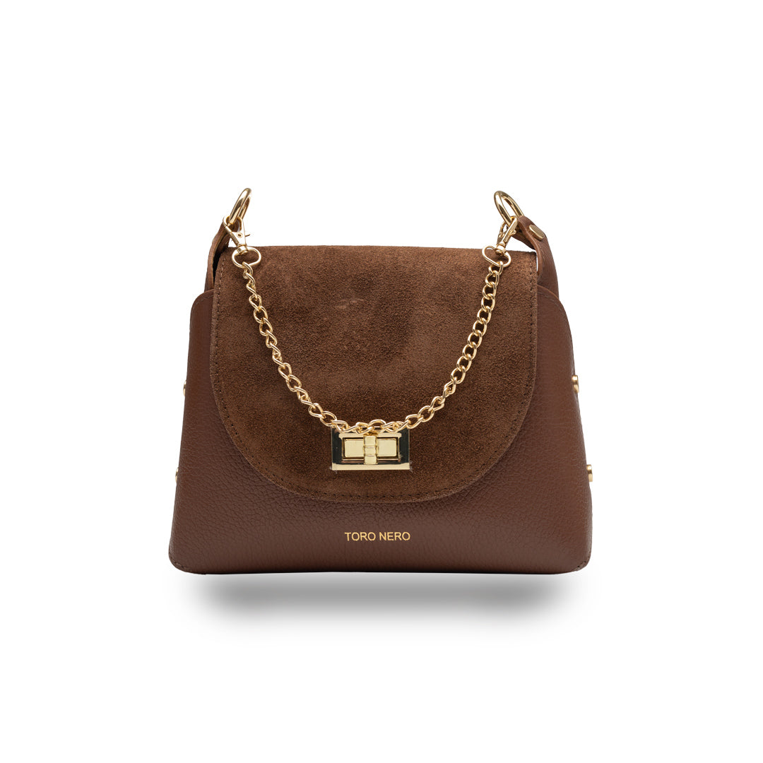Damenhandtasche aus echtem Wildleder, braun Raisa
