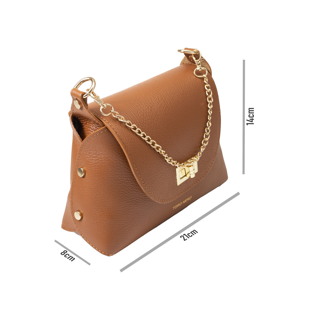 Damenhandtasche aus braunem Echtleder Raisa