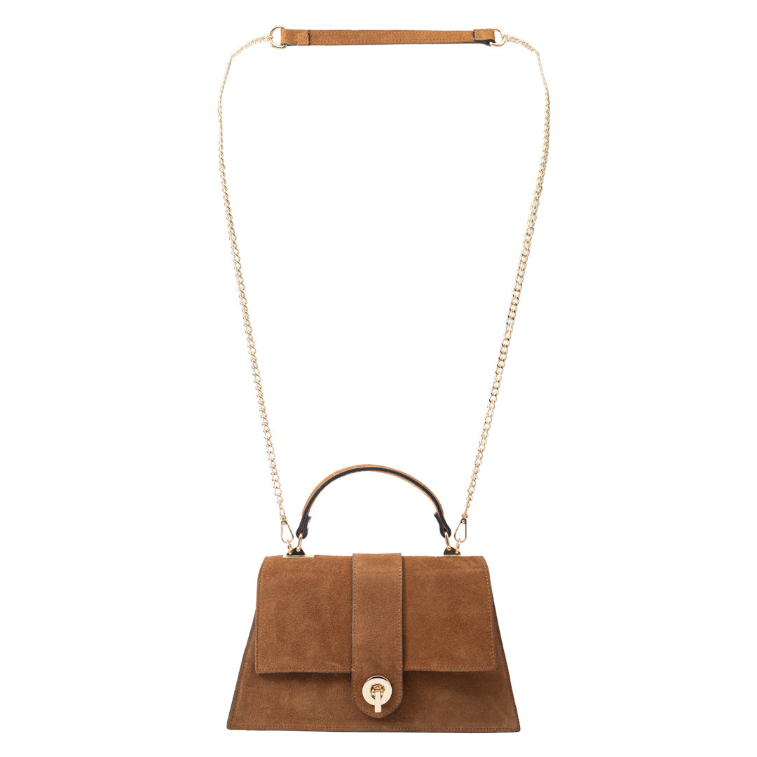 Damenhandtasche aus hellbraunem echtem Leder Verona