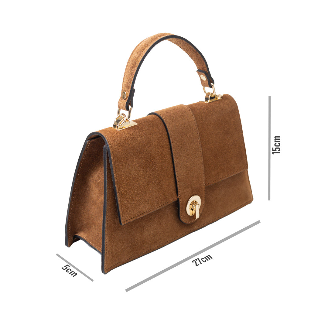 Damenhandtasche aus hellbraunem echtem Leder Verona