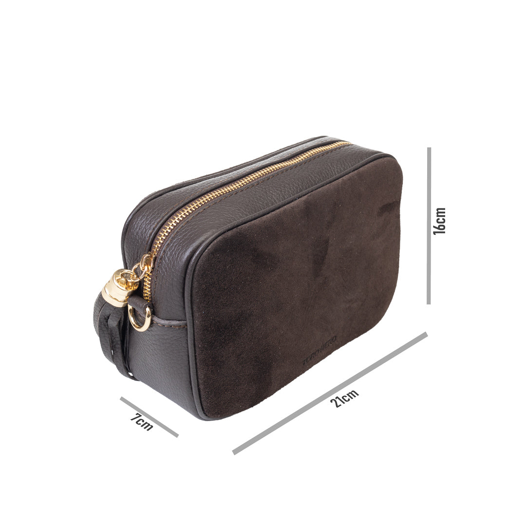 Damenhandtasche aus dunkelbraunem Echtleder Ancuta