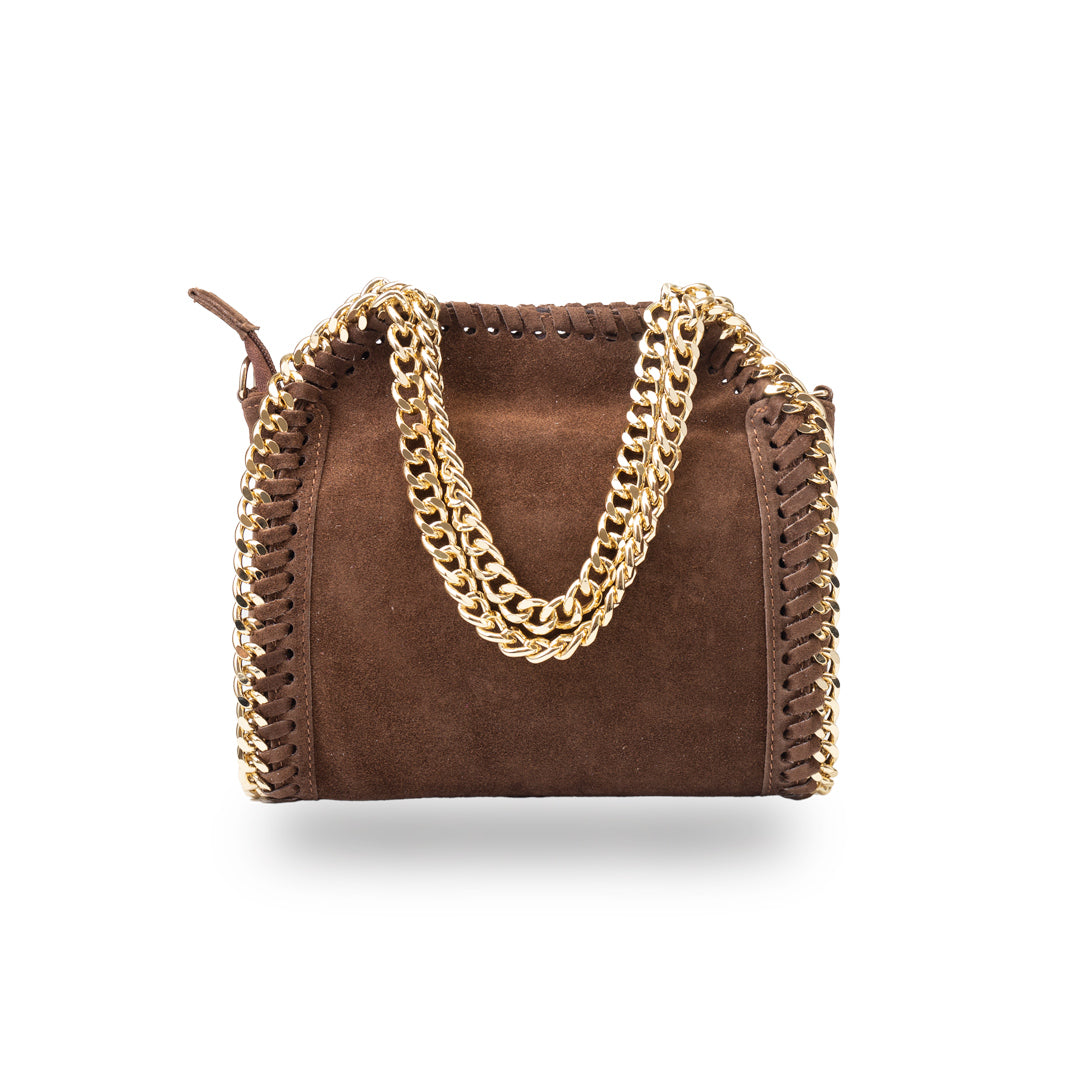 Damenhandtasche aus dunkelbraunem Echtleder Ilona