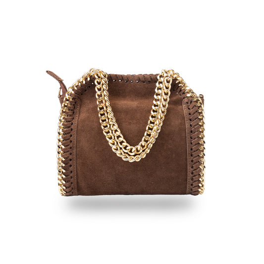 Damenhandtasche aus dunkelbraunem Echtleder Ilona