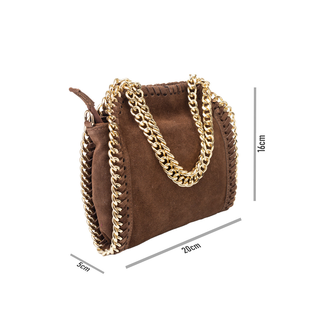 Damenhandtasche aus dunkelbraunem Echtleder Ilona