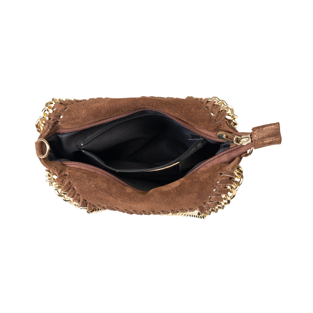 Damenhandtasche aus dunkelbraunem Echtleder Ilona