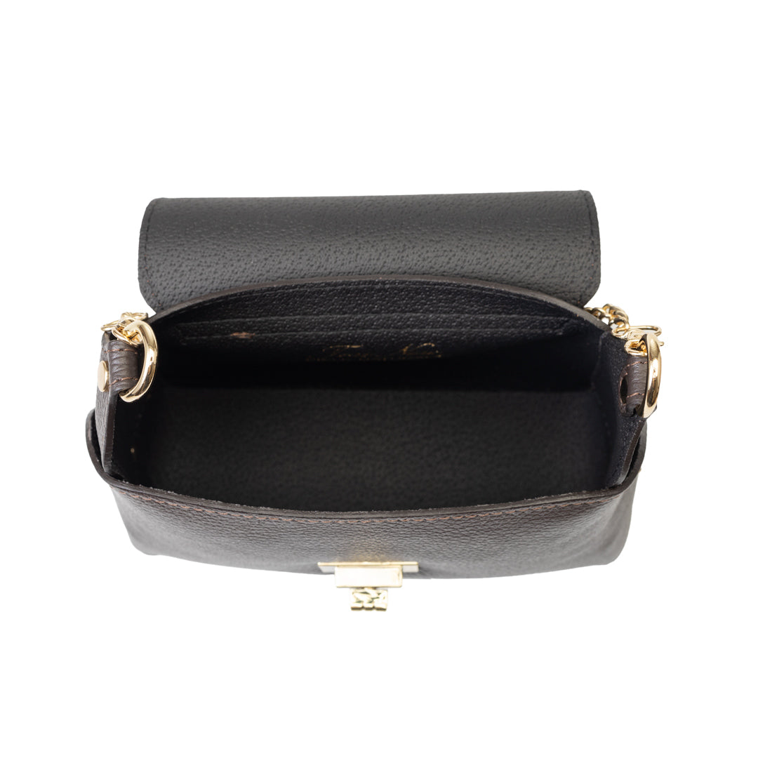 Damenhandtasche aus Veloursleder, dunkelbraun Raisa