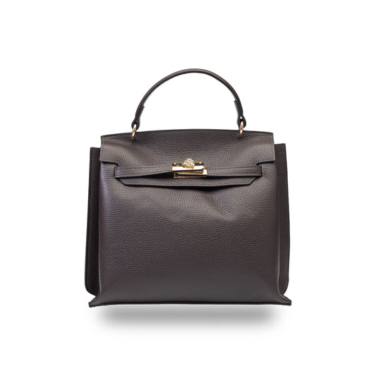 Damenhandtasche aus dunkelbraunem Echtleder Raluca