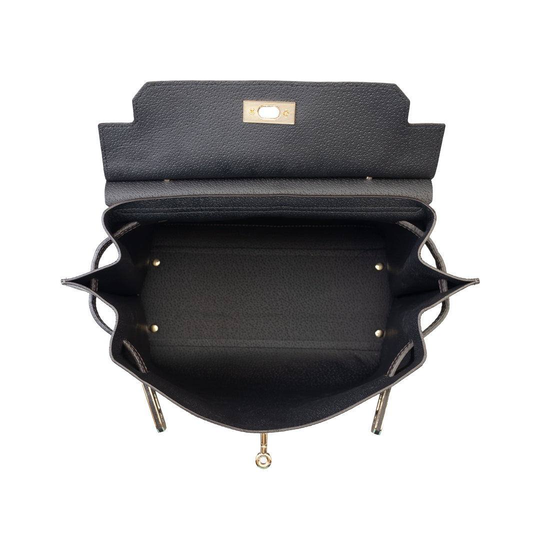 Damenhandtasche aus dunkelbraunem Echtleder Raluca